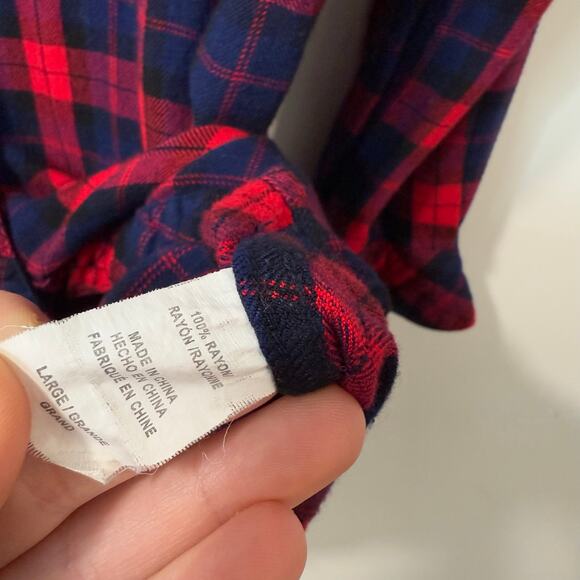 Rails Women's Hunter Plaid Shirt Button Front Red Navy Large Long - Picture 4 of 7